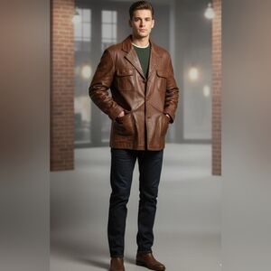 Men's Vintage 70s Brown Leather Jacket